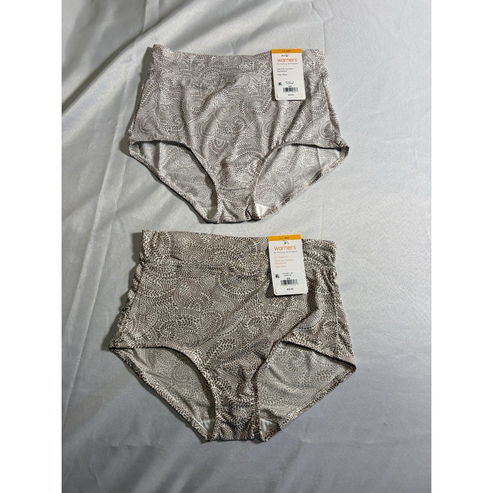 NEW Warners Panty No Pinch No Problems Hi-Cut Brief Panties 2 Pair Womens Small
